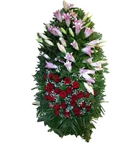 Ритуальный венок из живых цветов " Роза , композиция "